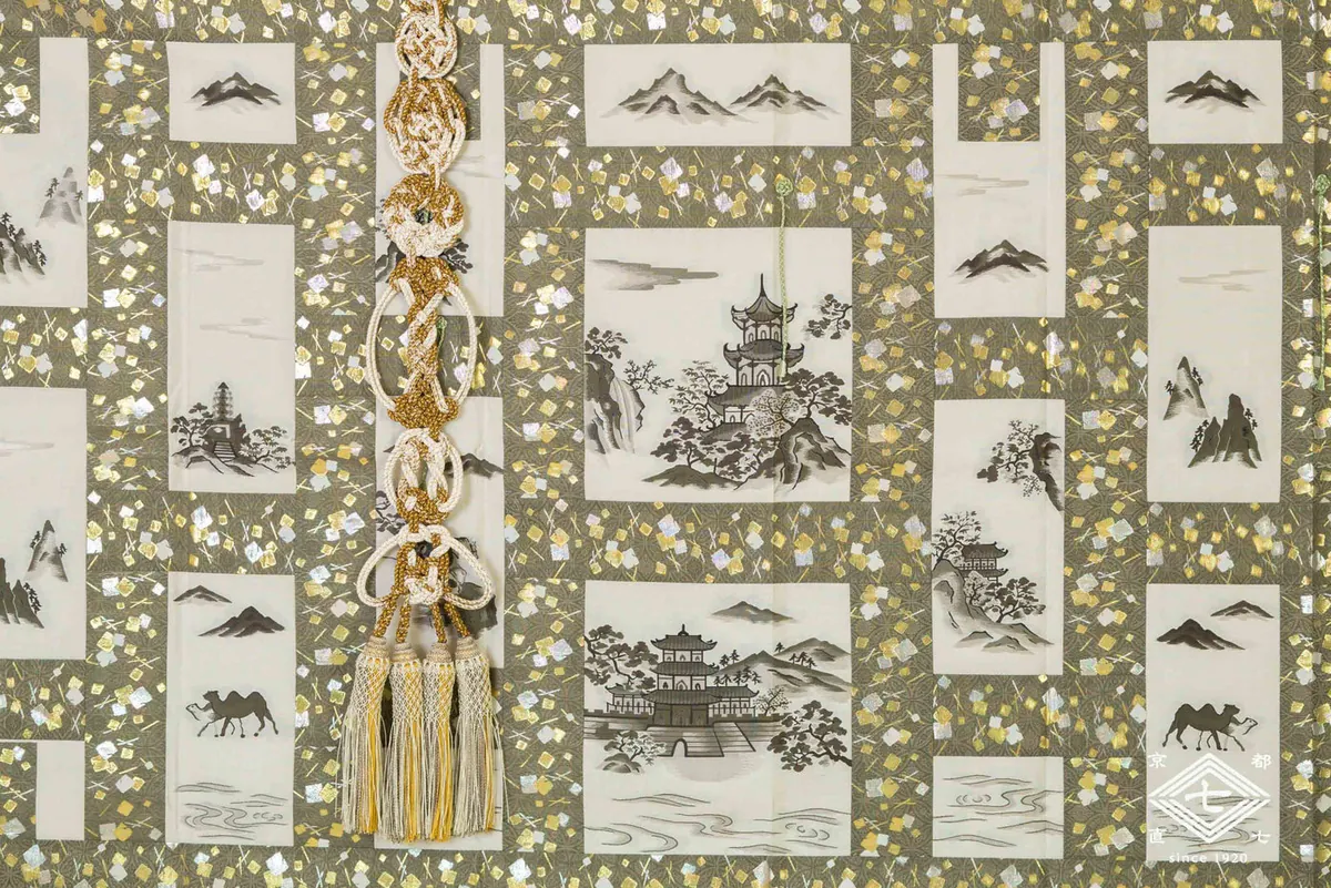 A seven-strip kesa with ink-painting panels